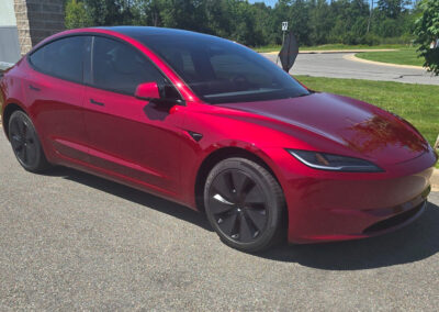 Red Tesla Model 3 Paint Protection - Sideview